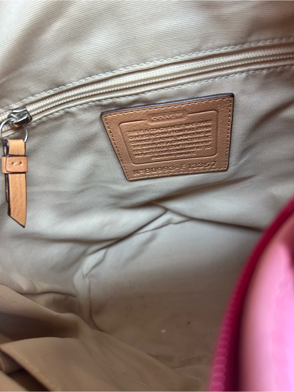Vintage coach rugby duffel sac style F13357 pink striped leather y2k retro purse - Picture 12 of 14
